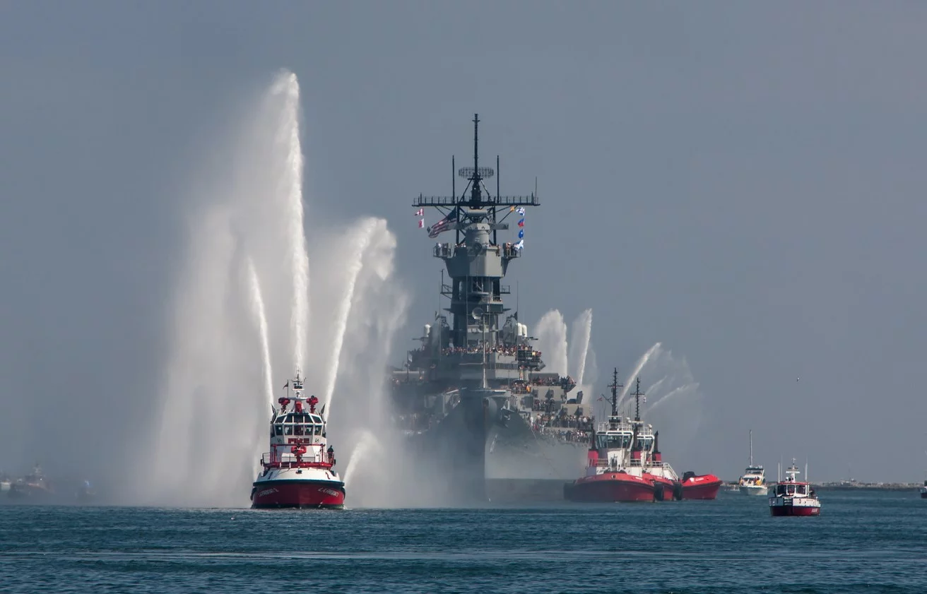 Battleship USS Iowa and USNS Mercy